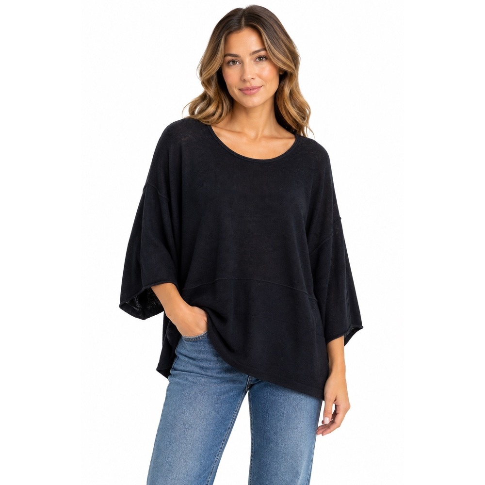 J. Jill Pure Jill Kimono Sweater Black Cotton Cashmere Blend Size S 700098 NWT